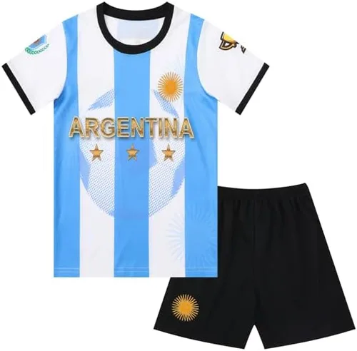 Vista 5 de Argentina Champions No.10 Sports Soccer Football Boys Kids Youth Jersey Shirt Kit Set
