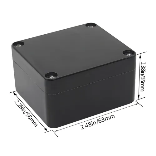 Vista 4 de Caja eléctrica de plástico ABS IP65, caja de conexiones impermeable, caja de proyectos, carcasa universal para electrónica, color negro, 2.48 x 2.28
