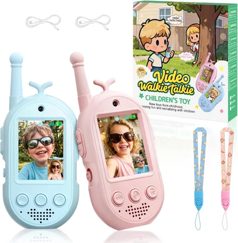 Vista 10 de Paquete de 2 walkie talkies de video para niños, walkie talkies con video Azul/Azul