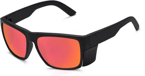 Vista 17 de Lentes de sol de seguridad para hombre, negro mate, lentes de sol de seguridad polarizados, cumplen con las normas ANSI Z87+, protección UV