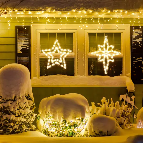 Vista 3 de Paquete de 2 luces de silueta de ventana de Navidad de 50 L, incluyendo: 1 estrella x 1 estrella de Belén