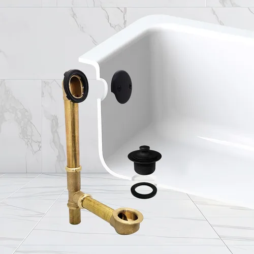 Vista 11 de Westbrass Pull & Drain D3262-62 - Desechos de baño de 14 pulgadas, tubo de calibre 17, negro mate, D3262-62
