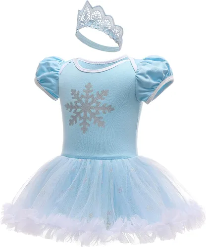 Vista 3 de Dressy Daisy Baby Girl Princess Romper Costumes Onesie Dress Bodysuit with Headband Halloween Birthday Party Fancy Outfits