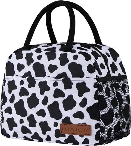 Vista 7 de douyadady Bolsa de almuerzo para mujeres/hombres, fiambrera mujeres/hombres (azul bebé+rayas blancas) Espacioso, ligero, impermeable, resistente