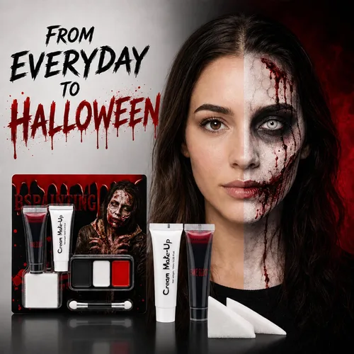 Vista 6 de Kit de maquillaje SFX de Halloween, pintura facial y sangre Varios