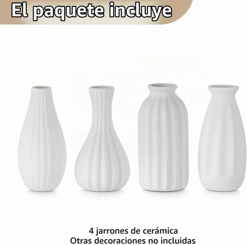 Vista 5 de Jarrón de cerámica blanca para decoración de mesa: jarrones pequeños de NUPTIO para flores, centro de mesa, decoración de mesa para Navidad, hogar