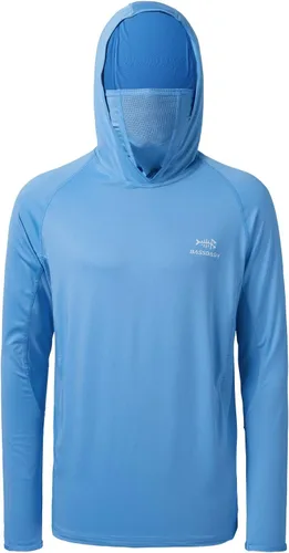 Vista 2 de BASSDASH UPF 50+ - Camisa de pesca de manga larga para hombre con máscara UV cuello polaina sudadera con capucha