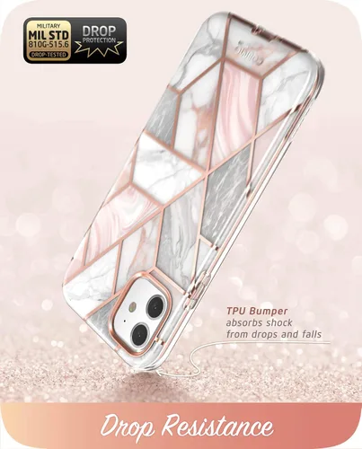 Vista 4 de i-Blason Cosmo Series - Funda para iPhone 11 (versión 2019), funda protectora delgada de cuerpo completo con protector de pantalla integrado Mármol