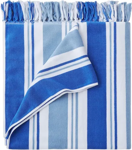 Vista 11 de Laguna Beach Textile Co. Toalla de playa Tropical Cabana - De gran tamaño, de felpa, 630 GSM de algodón - Azul Agave