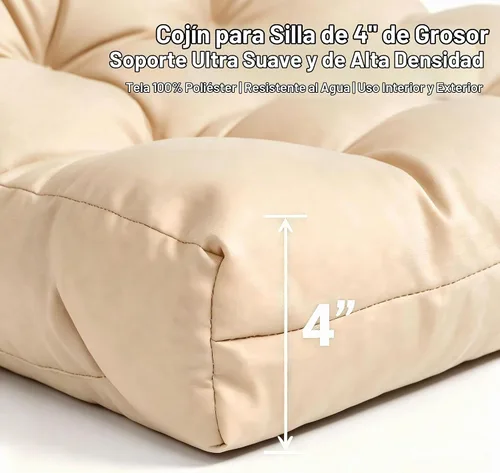 Vista 3 de QILLOWAY - Cojín o respaldo para asiento de exterior, cojín de repuesto, primavera/verano, Moderno, Beige