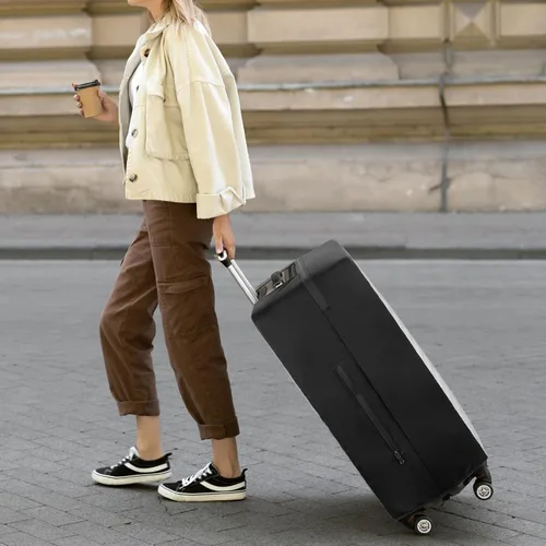 Vista 9 de Funda Transparente de PVC para Maleta, No Requiere Desmontaje Protector de Equipaje Claro Funda para Maleta Negro