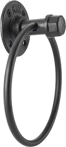 Vista 3 de HighFree Toallero industrial, soporte para toalla de mano de tubería de granja, accesorios de baño montados en la pared negro mate, anillo de toalla