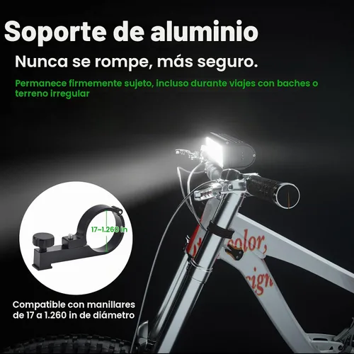 Vista 6 de Luces de bicicleta para conducción nocturna recargables de 9500 lúmenes, luces delanteras y traseras recargables, 5 modos ajustables, 5 faros