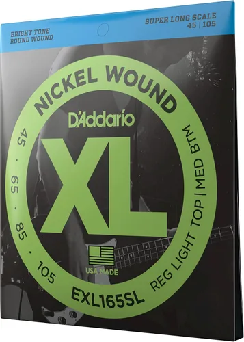 Vista 26 de D'Addario Cuerdas para Bajo Eléctrico, XL Níquel, EXL170M, Calibre Regular Ligero 45-100, Escala Media, Juego de 4 Cuerdas, Paquete de 1