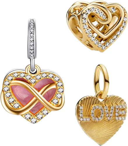 Vista 53 de Abalorios de plata de ley 925 para pulseras, dijes de amor y corazón, flor de cerezo, joyería para mujer