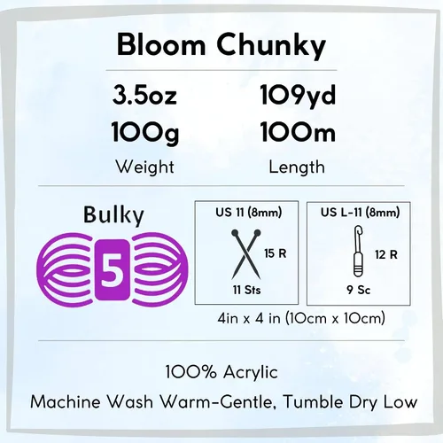 Vista 4 de Premier Yarns Bloom Chunky Hydrangea 1114-01 (6 madejas, el mismo lote de tinte) - Hilo acrílico grueso y voluminoso #5 para ganchillo y tejer