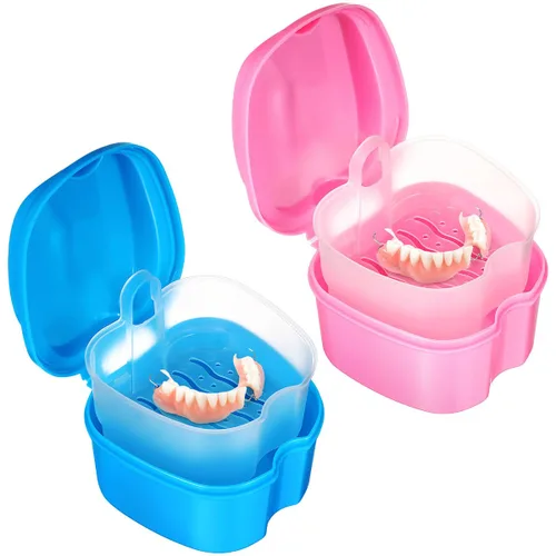 Vista 8 de rosenice Estuche de dentadura para dentadura y baño, retenedor de ortodoncia dental, caja de almacenamiento de dientes falsos con copas coladoras