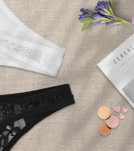 Vista 37 de Ropa interior con purpurina transpirable con encaje sexy para mujer