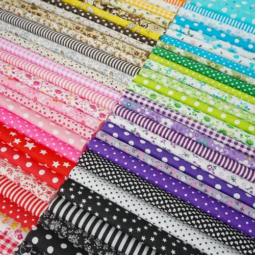 Vista 5 de 56 piezas de tela de algodón floral de 9.8 x 9.8 in con patrón de puntos, paquetes cuadrados de retazos precortados para coser y manualidades