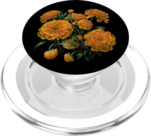 Vista 7 de Flores de caléndula, diseño de ramo floral PopSockets PopGrip intercambiables