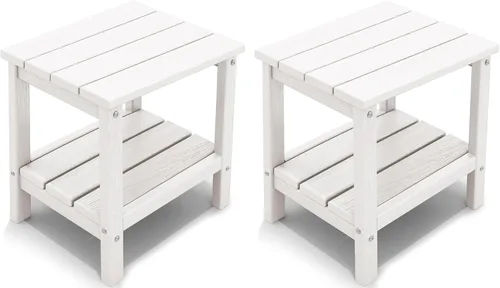 Vista 15 de KINGYES Mesa auxiliar doble, mesa auxiliar Adirondack, color azul marino