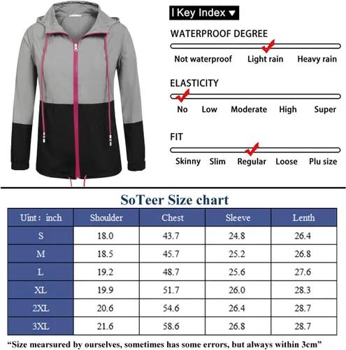 Vista 4 de SoTeer Chubasquero impermeable con capucha para mujer, rompevientos S-XXXL