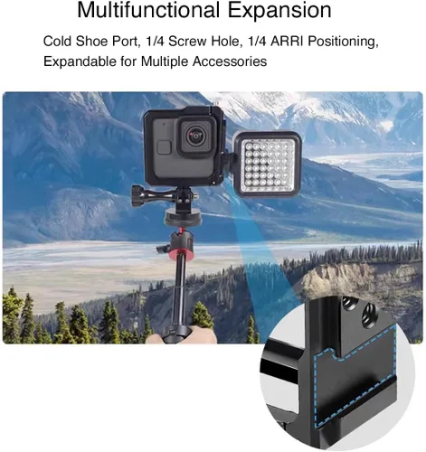 Vista 3 de Marco protector de jaula para GoPro Hero 11 Black Mini, aleación de aluminio, agujero de extensión de 1/4 pulgadas, carcasa de jaula de cámara