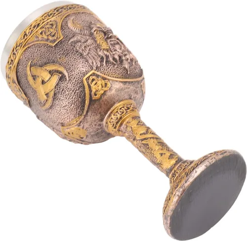 Vista 8 de Copa vikingo nórdico, copa de dragón, jarra pirata Odin con cuervo Tankard Dragon Scandinavian Mug Retro Resin Stainless Steel Beer Cup Regalo