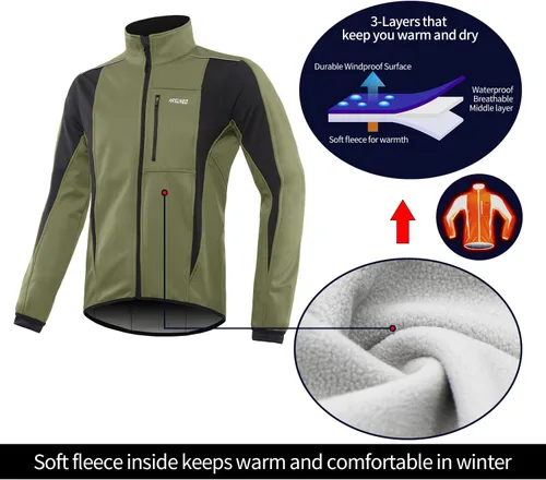 Vista 40 de Chaqueta térmica para ciclismo (tejido Softshell, resistente al viento, impermeable, 15K) de ARSUXEO