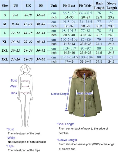 Vista 4 de Grace Karin - Abrigo con capucha para mujer, con forro de vellón y bolsillos, chaqueta, parka, de pelo sintético