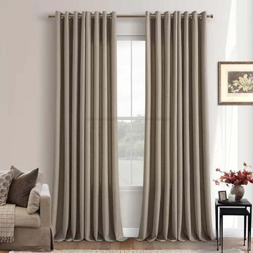 Vista 23 de Cortinas de avena con ojales DUKIYO de 96 pulgadas de largo para sala de estar, comedor, juego de 2 paneles, cortinas de arena y beige