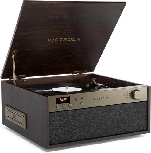 Vista 13 de Victrola Century 6-en-1 Reproductor de discos de vinilo y centro de música – Tocadiscos de 3 velocidades, reproductor de CD y cassette, VINYLSTREAM
