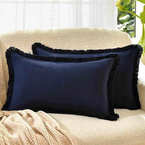 Vista 21 de ZWJD Juego de 2 fundas de almohada de 16 x 16 pulgadas, color beige, con flecos, de algodón, decorativas, cuadradas, para sofá, cama, sala de estar