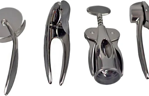 Vista 3 de Home Basics - Abrelatas manual de aleación de zinc curvada con perilla grande de fácil giro Asas de agarre antideslizantes Rueda de corte