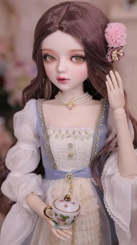 Vista 6 de Muñeca BJD pintada a mano de 1/3,22.8 pulgadas de alto, en estilo pastoral nórdico, muñeca de princesa, cuerpo de PVC con 31 articulaciones móviles