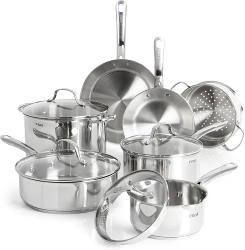 Vista 8 de T-Fal Signature - Juego de sartenes antiadherentes de 8 y 10 pulgadas, apto para lavavajillas, apto para horno hasta 350 °F, juego de ollas y Crema