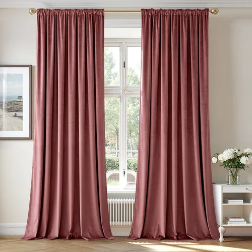 Vista 37 de MIULEE - Juego de 2 paneles de cortinas negro opacas y térmicas de terciopelo para la sala de estar y dormitorio, con bolsillo para cortinero, de 63