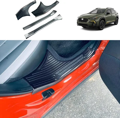 Vista 13 de Accesorios de automóvil compatibles con Subaru Crosstrek 2023-2026, placa interior del umbral de la puerta, cubierta protectora de arañazos, marco