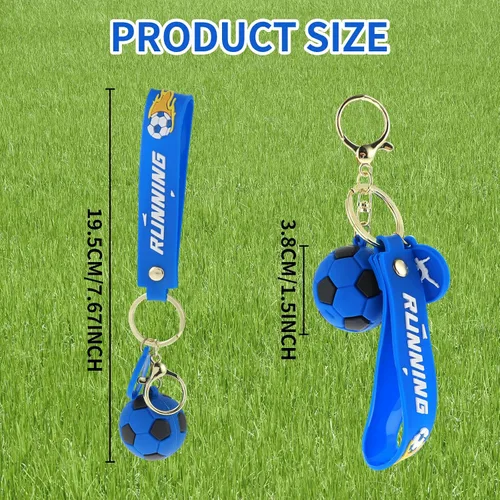 Vista 3 de Cobee Llavero de fútbol de regalo, llavero novedoso para niños, fanáticos de los deportes, llaveros de fútbol de silicona para regalos de fiesta