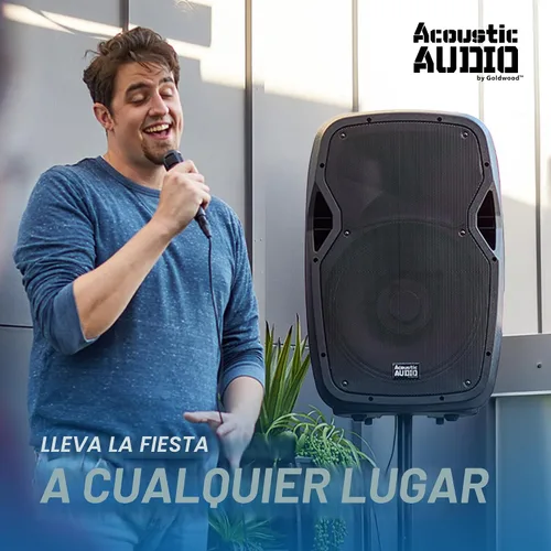 Vista 4 de Acoustic Audio by Goldwood 1000W Altavoz Bluetooth con LED intermitente, gran sistema de sonido PA enchufable con soporte, micrófono y control