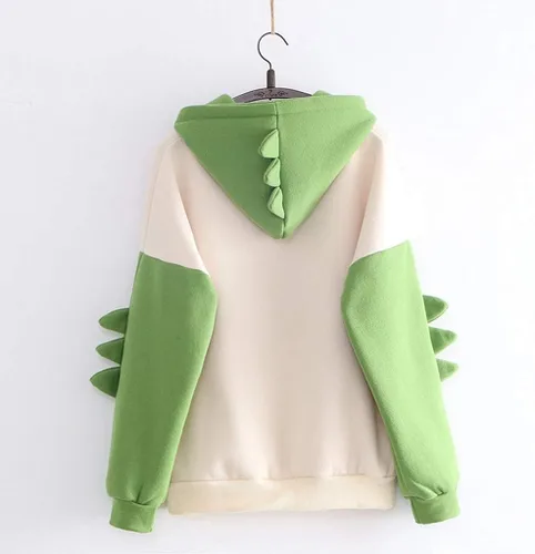 Vista 2 de Mikilon - Sudadera con capucha para mujer, diseño de dinosaurio, de anime, de gran tamaño, de manga larga
