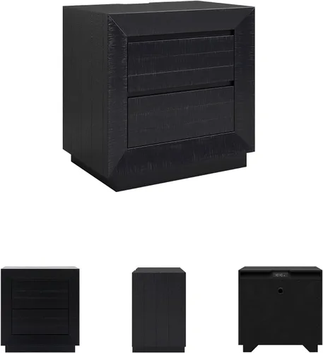 Vista 7 de Diseño de firma por Ashley Londer Mesita de noche casual con puertos USB, negro