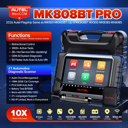Vista 2 de Autel Escáner MaxiCOM MK808BT PRO: Actualización 2026 de MK808S MX808S MK808Z Herramienta de diagnóstico bidireccional, 2.0 BT Ver. de MK900 MX900