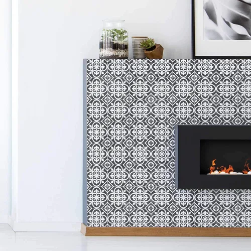 Vista 2 de Granada Tile Stencil - Plantillas de bricolaje para mejoras del hogar - Perfecto para pisos y salpicaduras de cocina - Diseño de azulejos de cemento