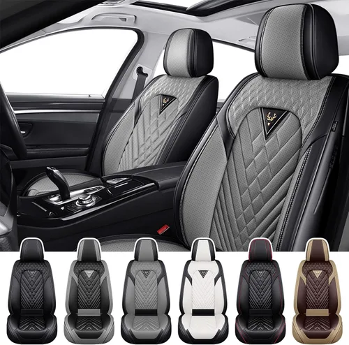 Vista 20 de Fundas de Asiento de Coche para Nissan Murano 2003-2026, Funda de Asiento Completa de Piel Nappa Impermeable, Protector de Asiento Automotriz Gris