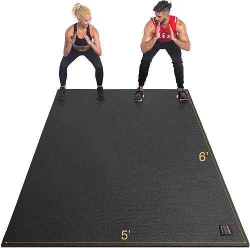 Vista 13 de GXMMAT Alfombrilla de ejercicio grande de 6 x 4 pies/6 x 5 pies/6 x 6 pies (0.276 in), alfombrillas gruesas para suelo de gimnasio en casa, tapete