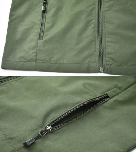 Vista 5 de Spanye Chaleco ligero para hombre, con bolsillos, chaqueta resistente al viento, para deporte, golf, trabajo