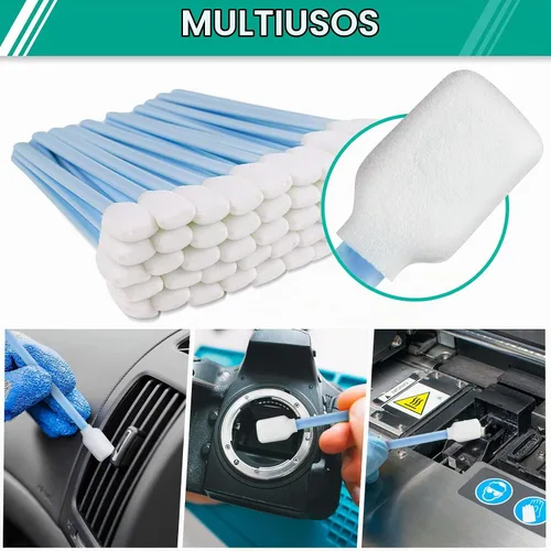 Vista 6 de Kit de hisopos de limpieza de espuma multiusos – Esponja de esponja sin pelusa para cámara, pistola, impresora de inyección de tinta, lente óptica