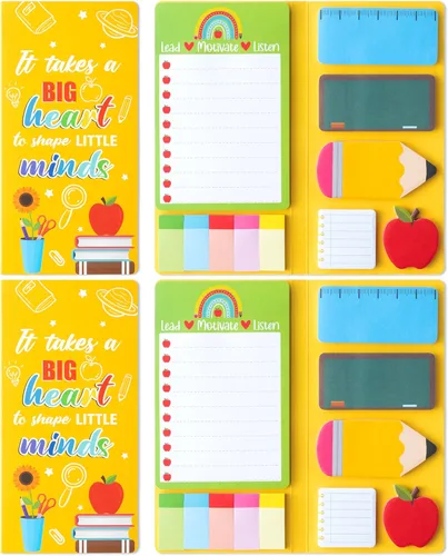 Vista 24 de Xqumoi Juego de 2 notas adhesivas Teaching is A Work of Heart, lápiz de pizarra, Apple, blocs de notas autoadhesivas para el profesor, escritura