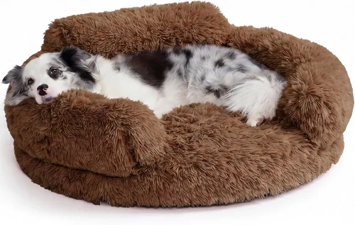 Vista 21 de EHEYCIGA Cama calmante de 20 pulgadas para perros pequeños y gatos, sofá Marrón